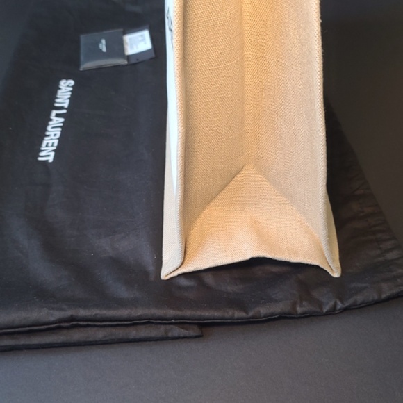 USED ONLY TWICE - RIVE GAUCHE 'LARGE' TOTE BAG IN PRINTED CANVAS AND LEATHER - Picture 5 of 17